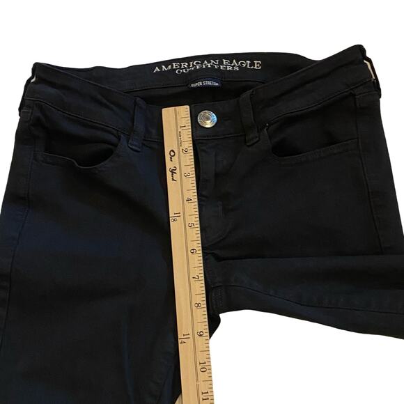 American Eagle Jeans Womens Sz 4 Reg Black Jeggings Stretch Ripped Grunge Gothic - Picture 10 of 12